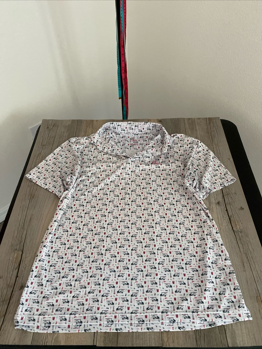 Rhoback Mens Performance Stretch The Bev Cart Golf Polo Large